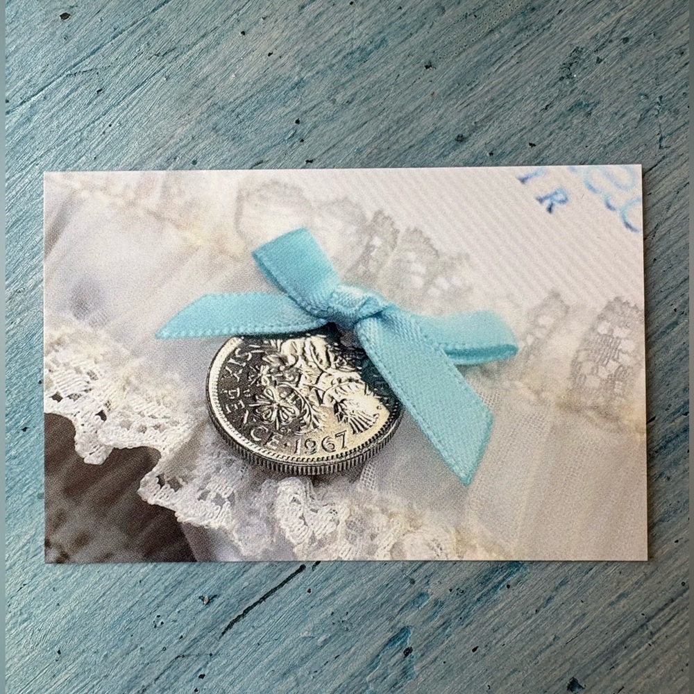 Bridal Silver Sixpence with Blue Ribbon for Bride to carry on her Big Day! - Picture 6 of 8